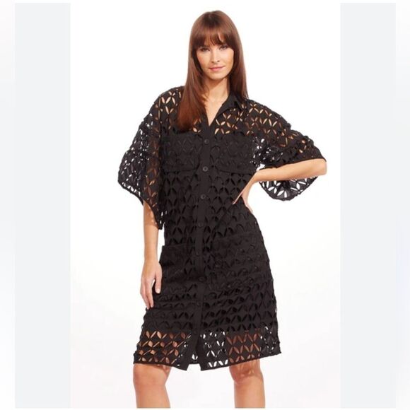 Eva Franco Cutwork Shirt Dress by Anthropologie size Small